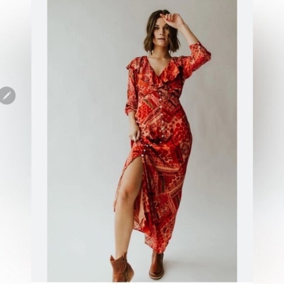 Free People Lennon Dress in Primrose Combo Sz S Boho romantic - Picture 2 of 7